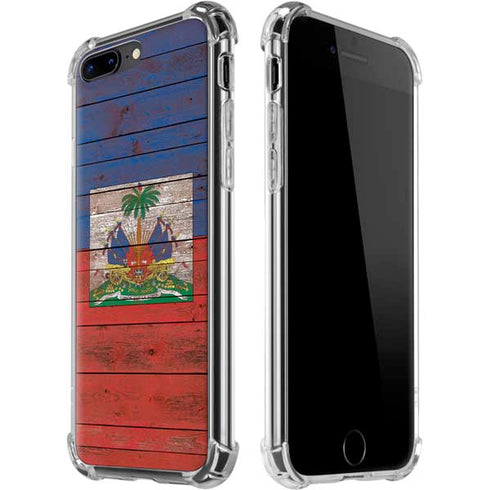Haiti Flag Dark Wood iPhone 7/8 Plus Clear Case